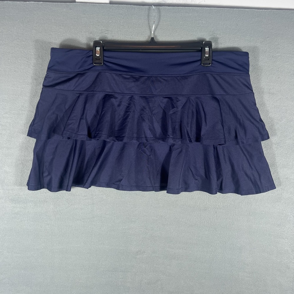 Lillie Green Women's XL Navy Blue Tiered Ruffle Activewear Skort Skirt Built-in